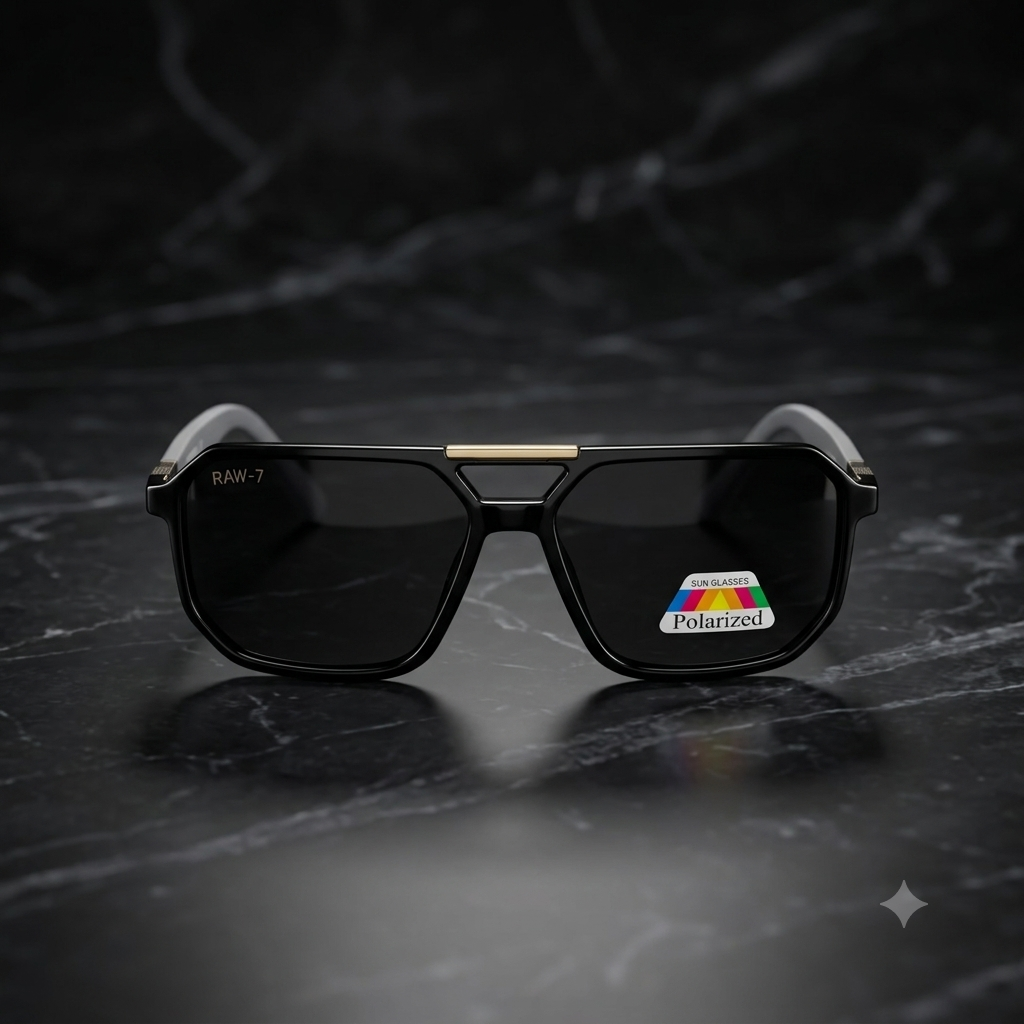 Premium Polarized Black Square Sunglasses for Men | UV Protection Luxury Eyewear
