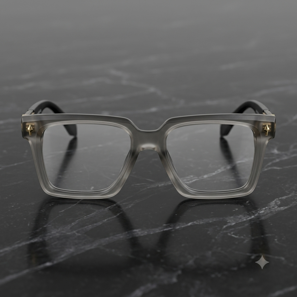 Premium Transparent Grey Square Eyeglass Frame for Men & Women | Lightweight Unisex Optical Frame