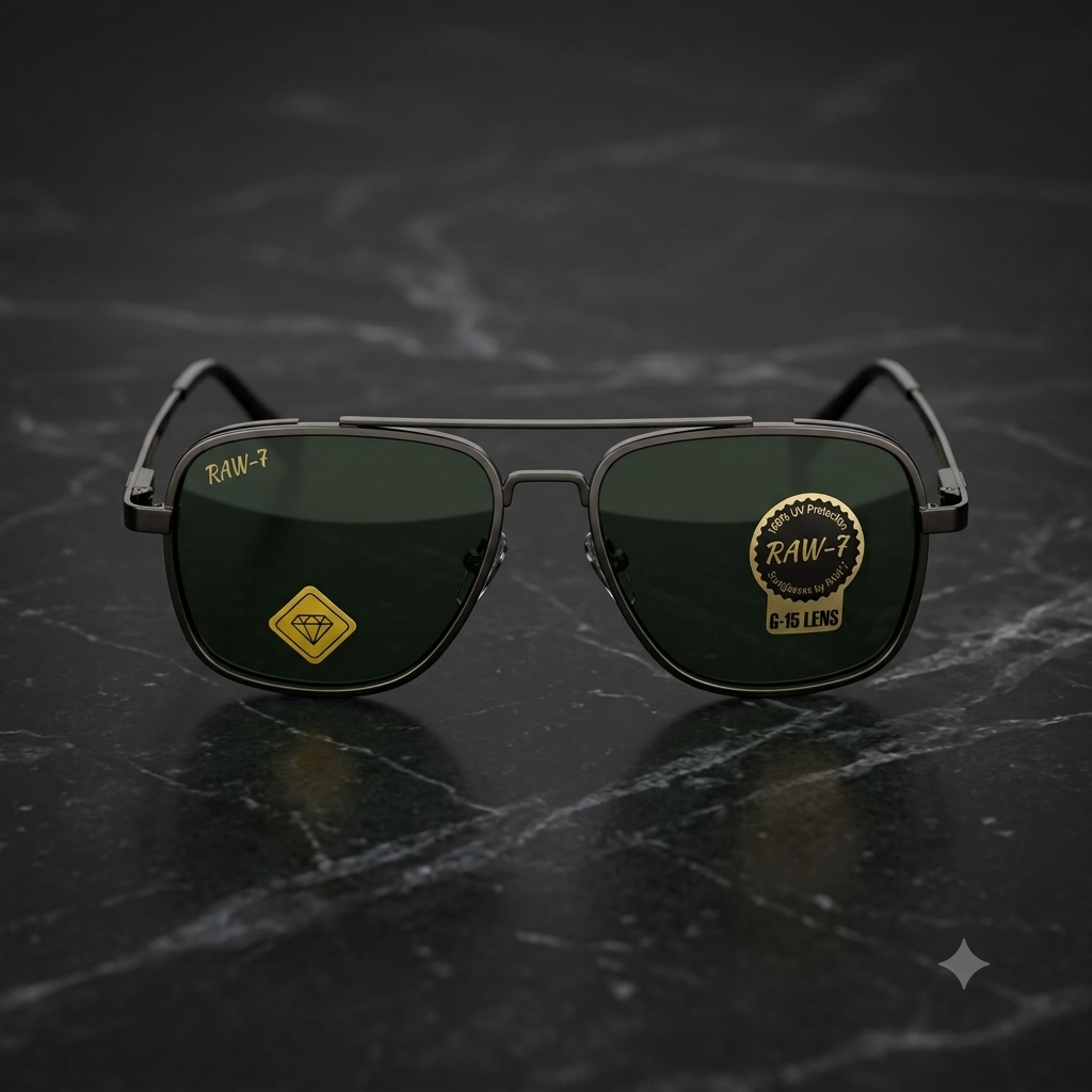 Premium Aviator Polarized Sunglasses for Men | Green G15 UV400 Metal Frame Sunglasses