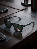 Premium Polarized Black Square Sunglasses for Men | Carbon Fiber Style Temples | UV400 Protection