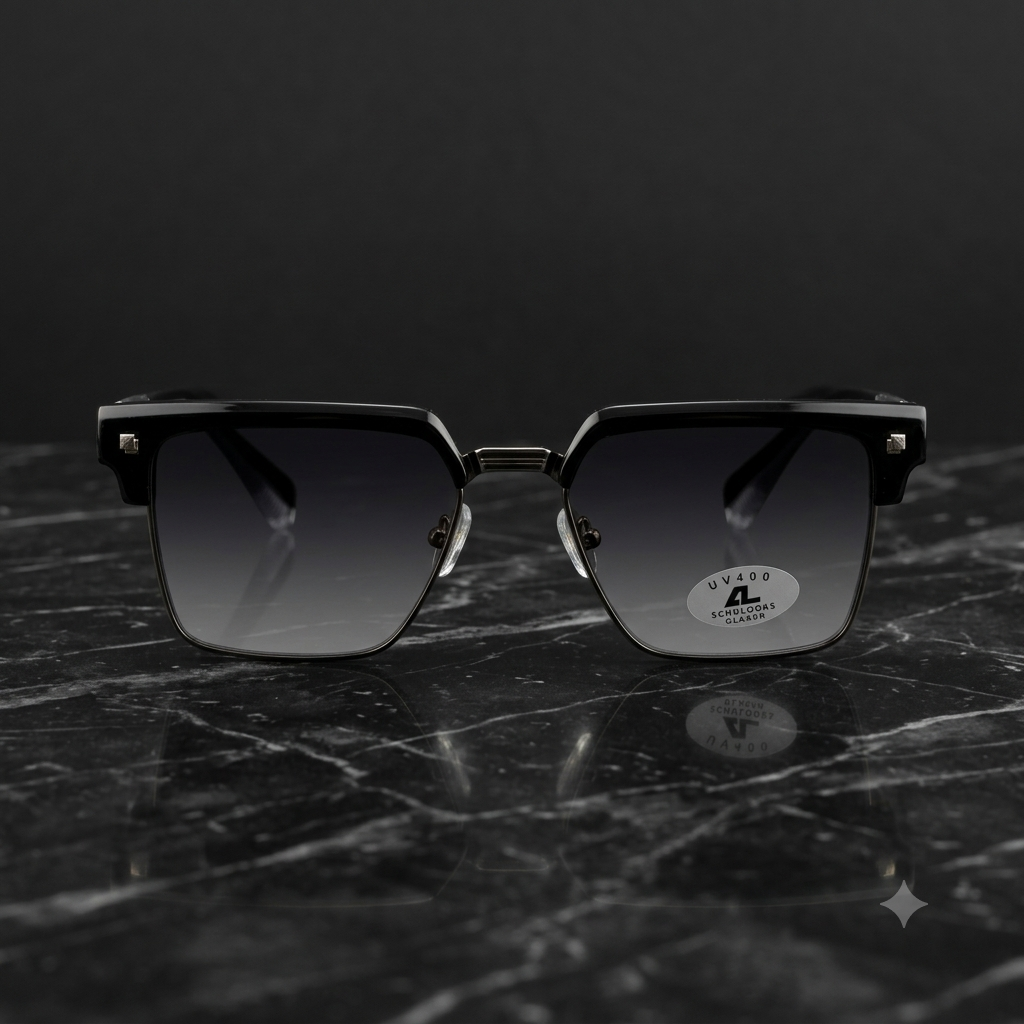 Premium Gradient Square Sunglasses for Men | UV400 Full Rim Luxury Eyewear | Black Frame