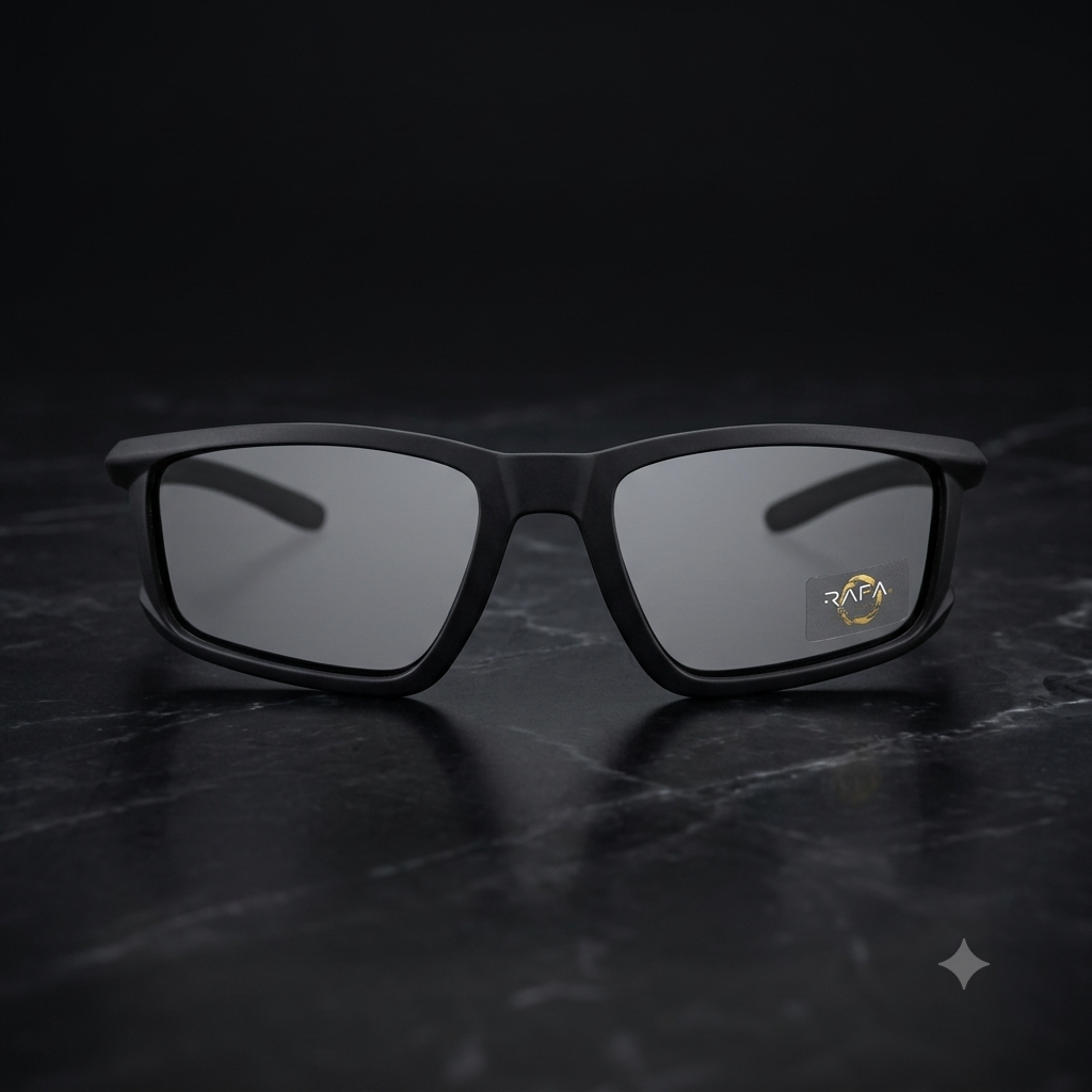 Premium Matte Black Rectangular Sunglasses for Men | UV400 Lightweight Full Rim Eyewear