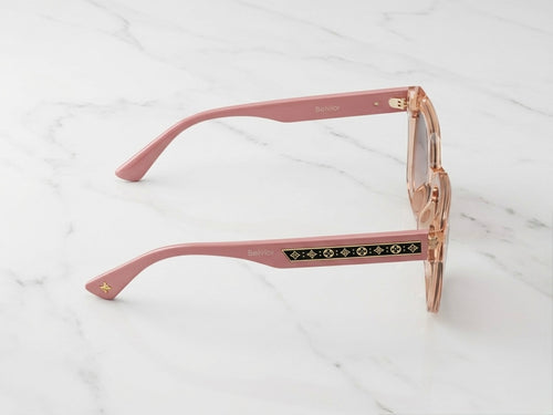Belvior Luxury Women’s Sunglasses - Transparent Peach & Gold Monogram